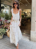 Bianca Tiered Lace Patchwork Maxi Dress