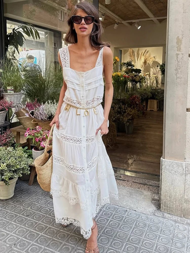 Bianca Tiered Lace Patchwork Maxi Dress