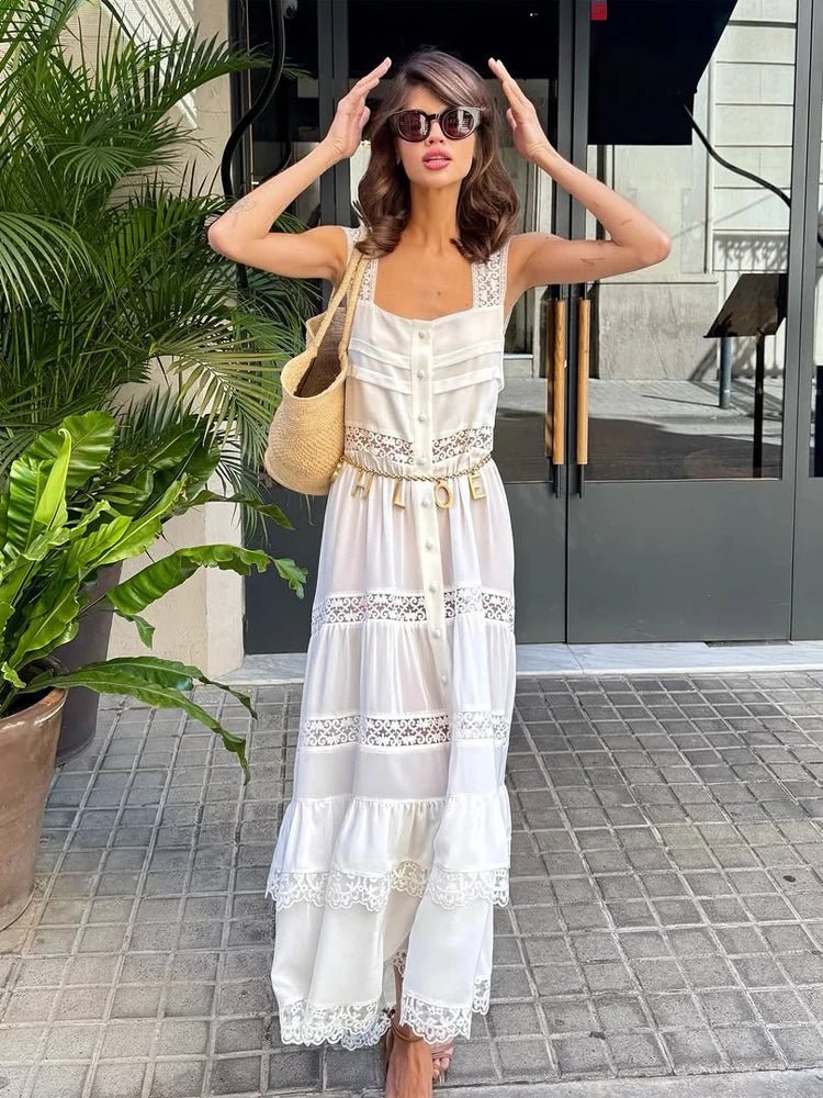 Bianca Tiered Lace Patchwork Maxi Dress
