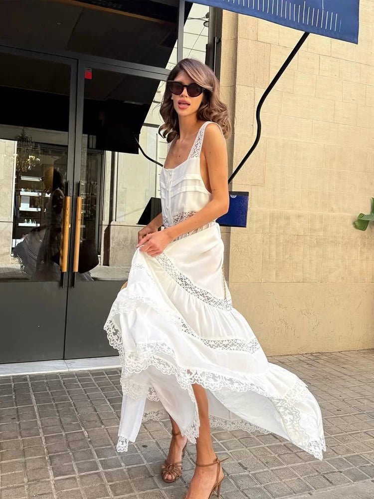 Bianca Tiered Lace Patchwork Maxi Dress