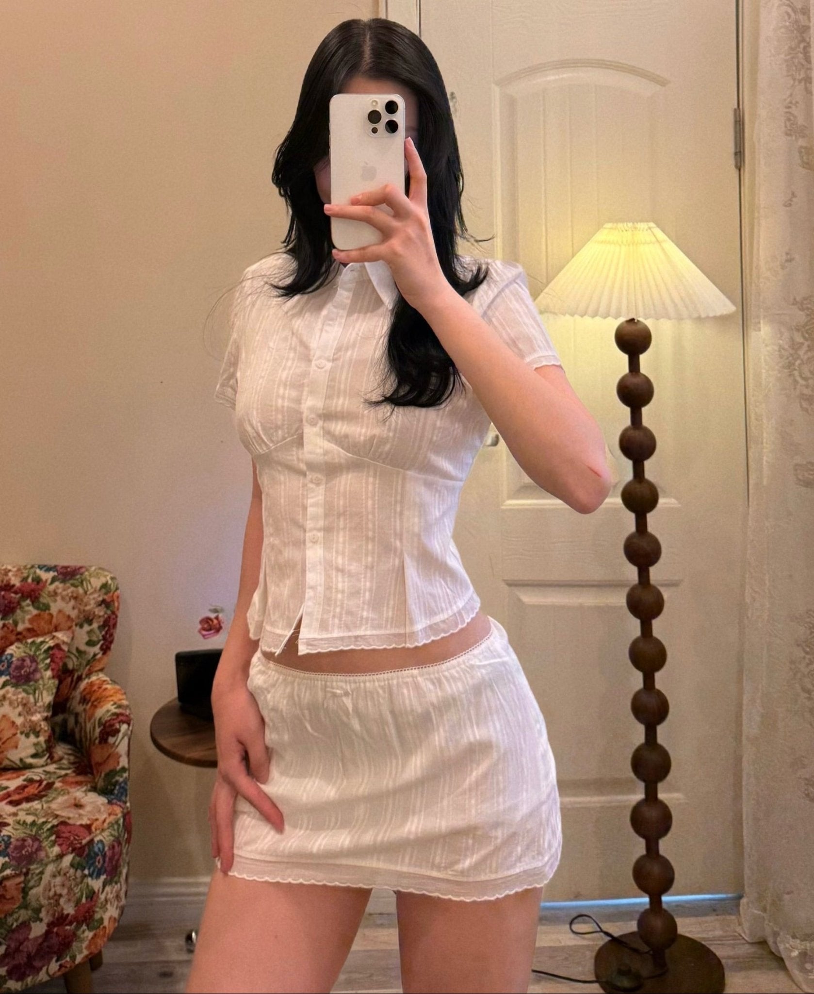 Brianna Cropped Slim-Fitting Skort Set