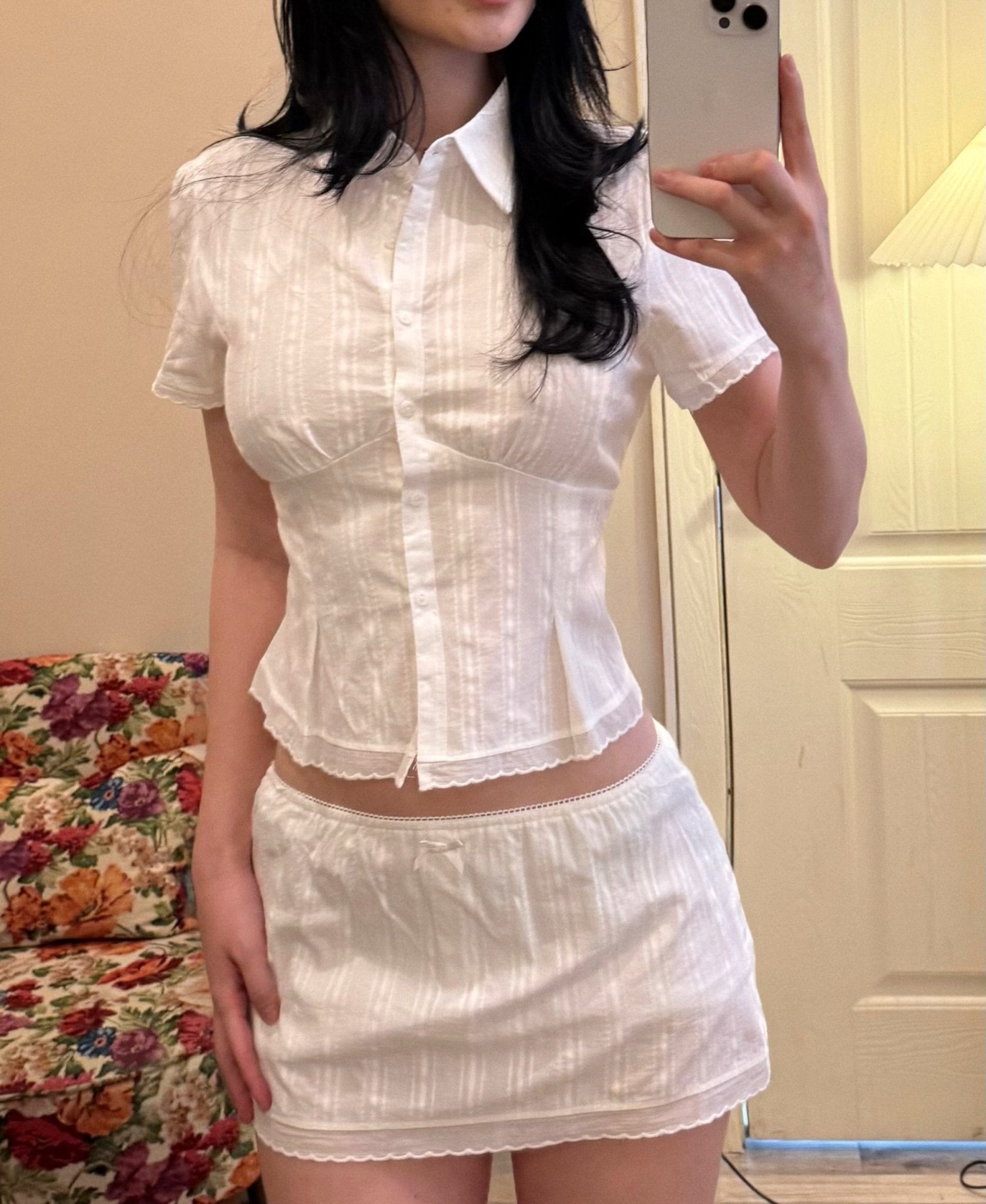 Brianna Cropped Slim-Fitting Skort Set