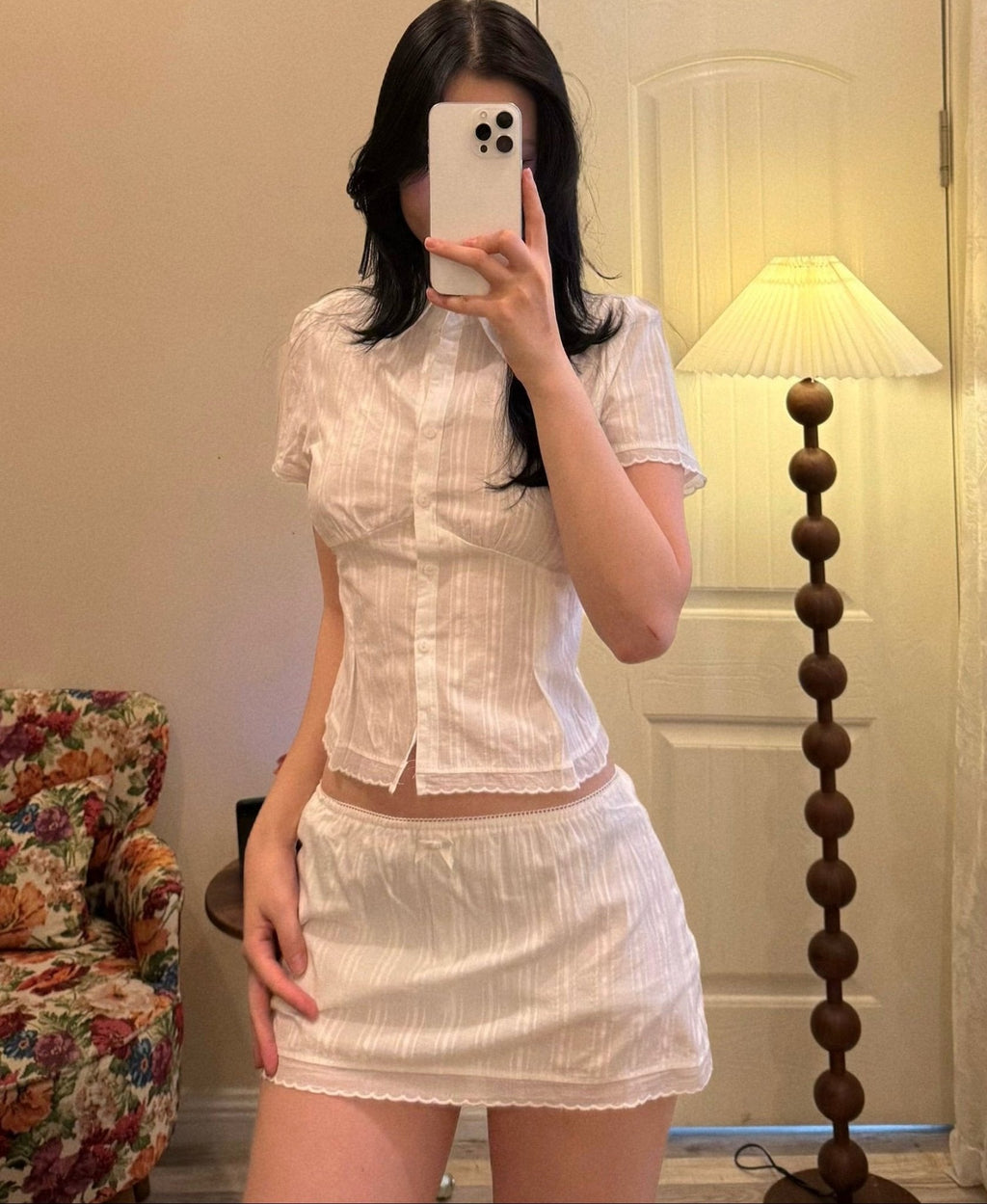 Brianna Cropped Slim-Fitting Skort Set