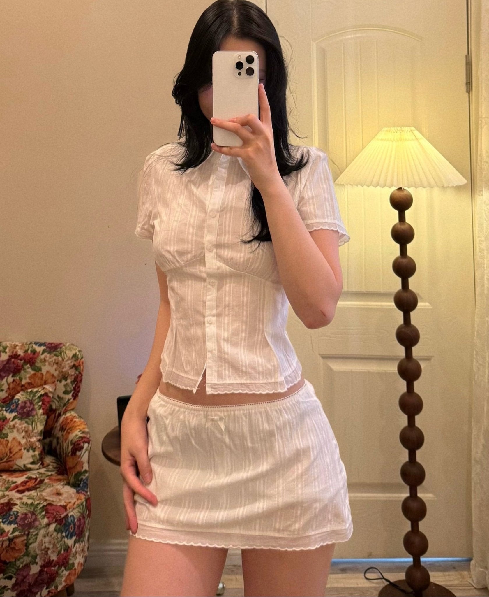 Brianna Cropped Slim-Fitting Skort Set