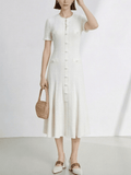 Brigette French V-Neck Knitted Slit Dress