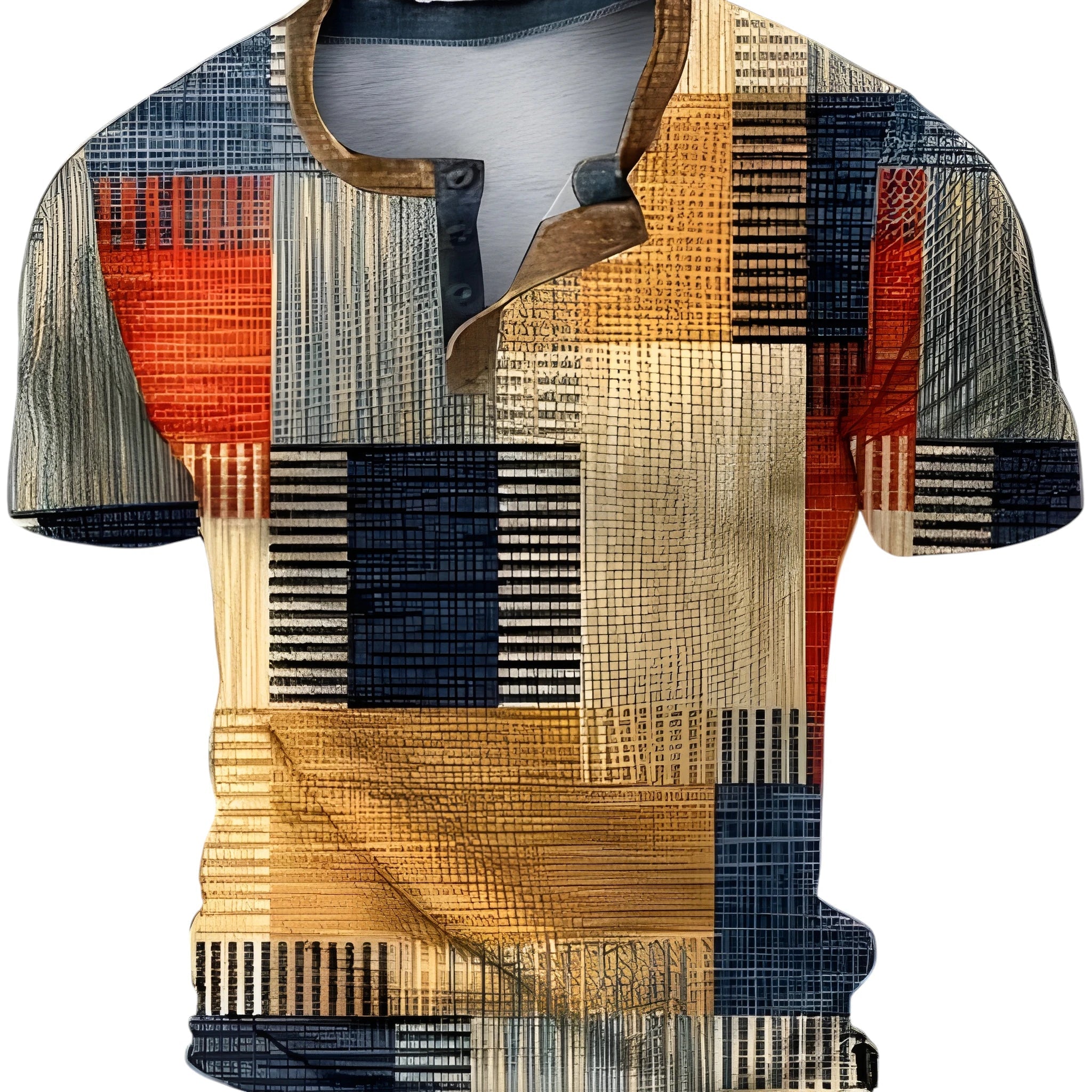 Casual Graphic Men's Shirt with Relaxed Grandad Collar | Stylish Design for Everyday Comfort