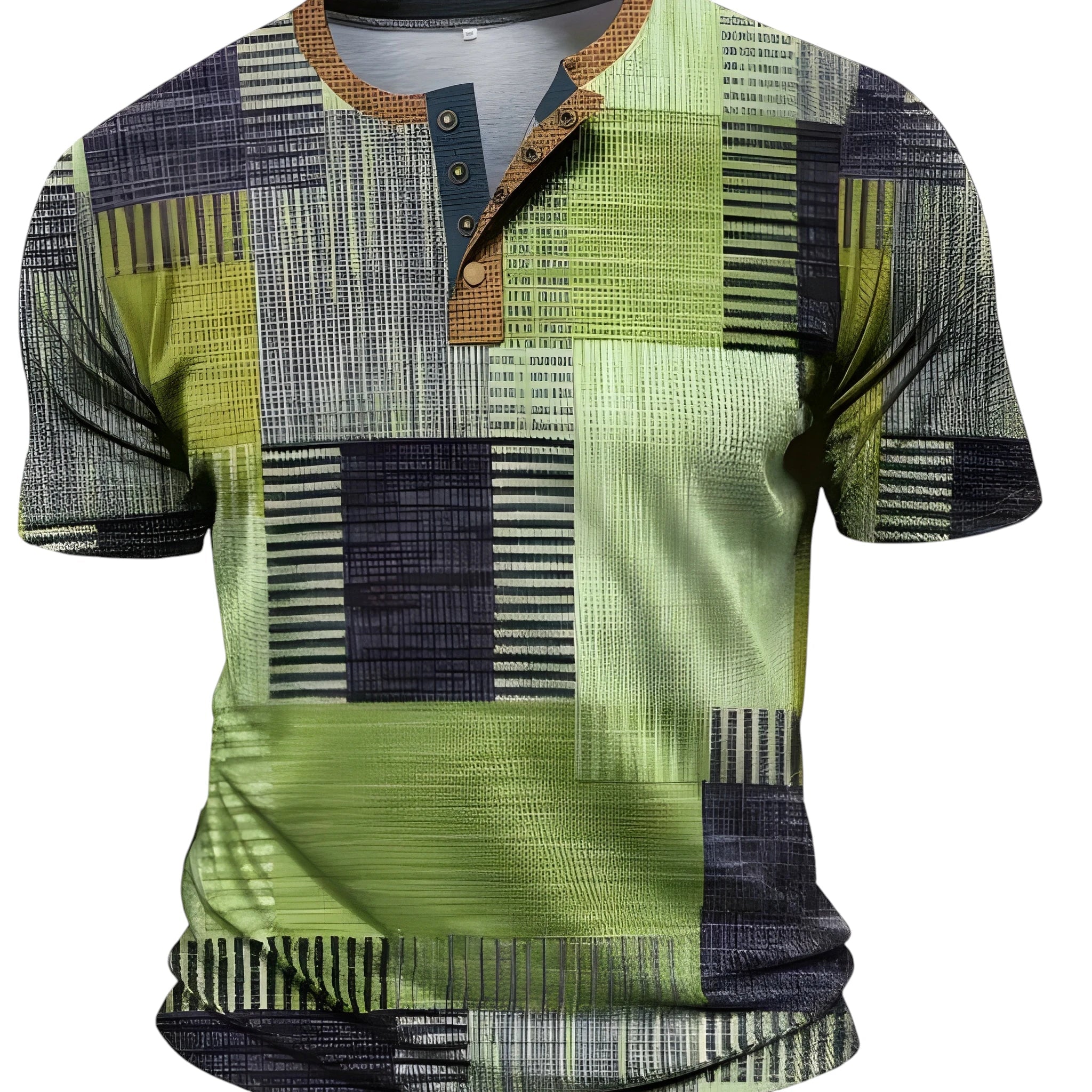 Casual Graphic Men's Shirt with Relaxed Grandad Collar | Stylish Design for Everyday Comfort