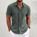 Casual Vintage | Men's Shirt with Camp Collar & Micro-Texture Finish | Stylish Comfort for Warm Weather