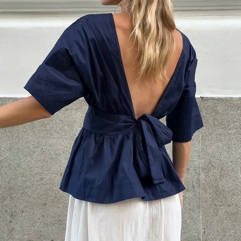 Cecile Ruffled Backless Blouse