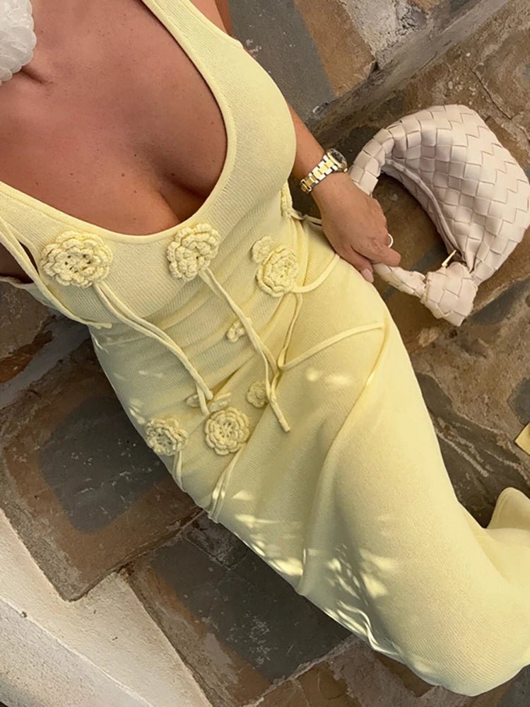 Celeste 3D Floral Knit Vacation Dress
