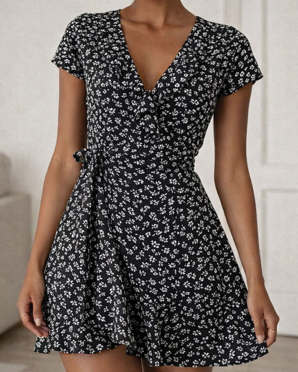 Celeste Floral V-Neck A-Line Mini Dress