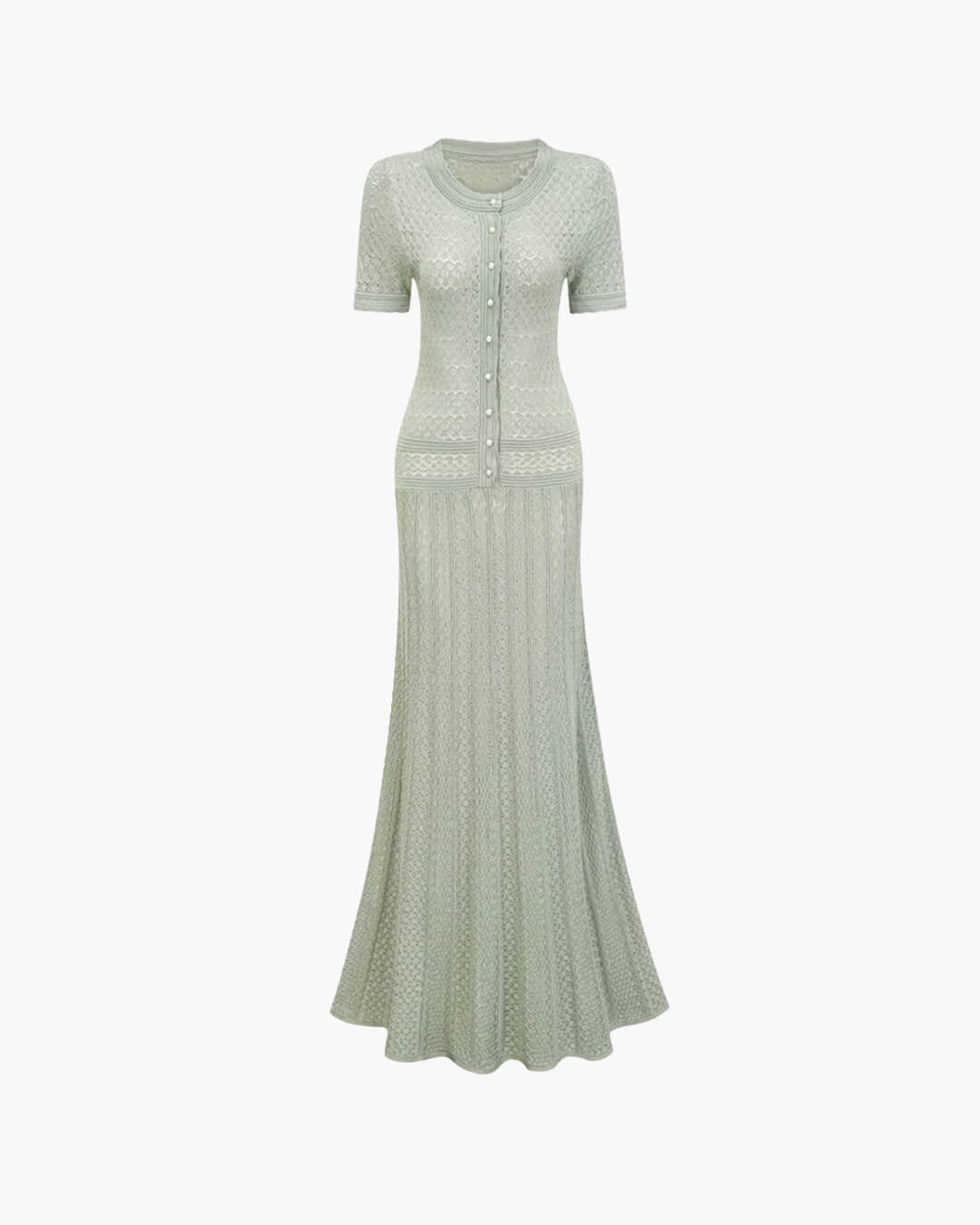 Celeste Half Button Knitted Midi Dress