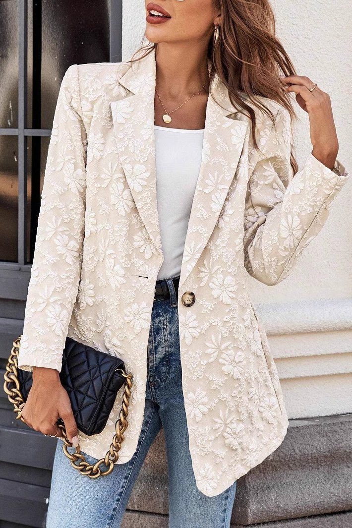 Celeste Jacquard Single Button Blazer