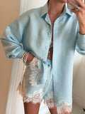 Celeste Lace Patchwork Beach Shirt Set