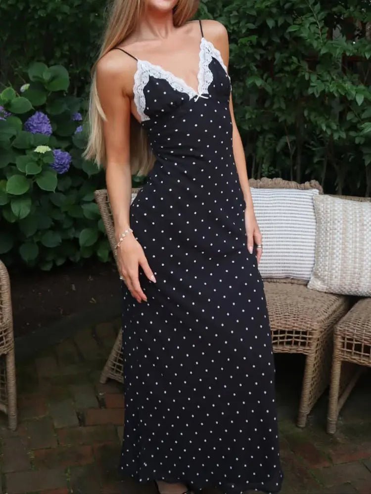 Celeste Lace Trim Polka Dot Dress