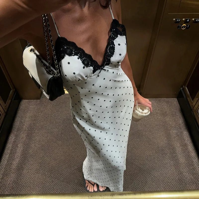 Celeste Lace Trim Polka Dot Dress