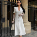 Celeste Ribbed Button-Front Knit Dress
