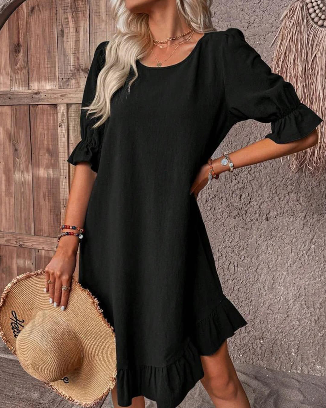 Celeste Ruffle Hem Smock Dress