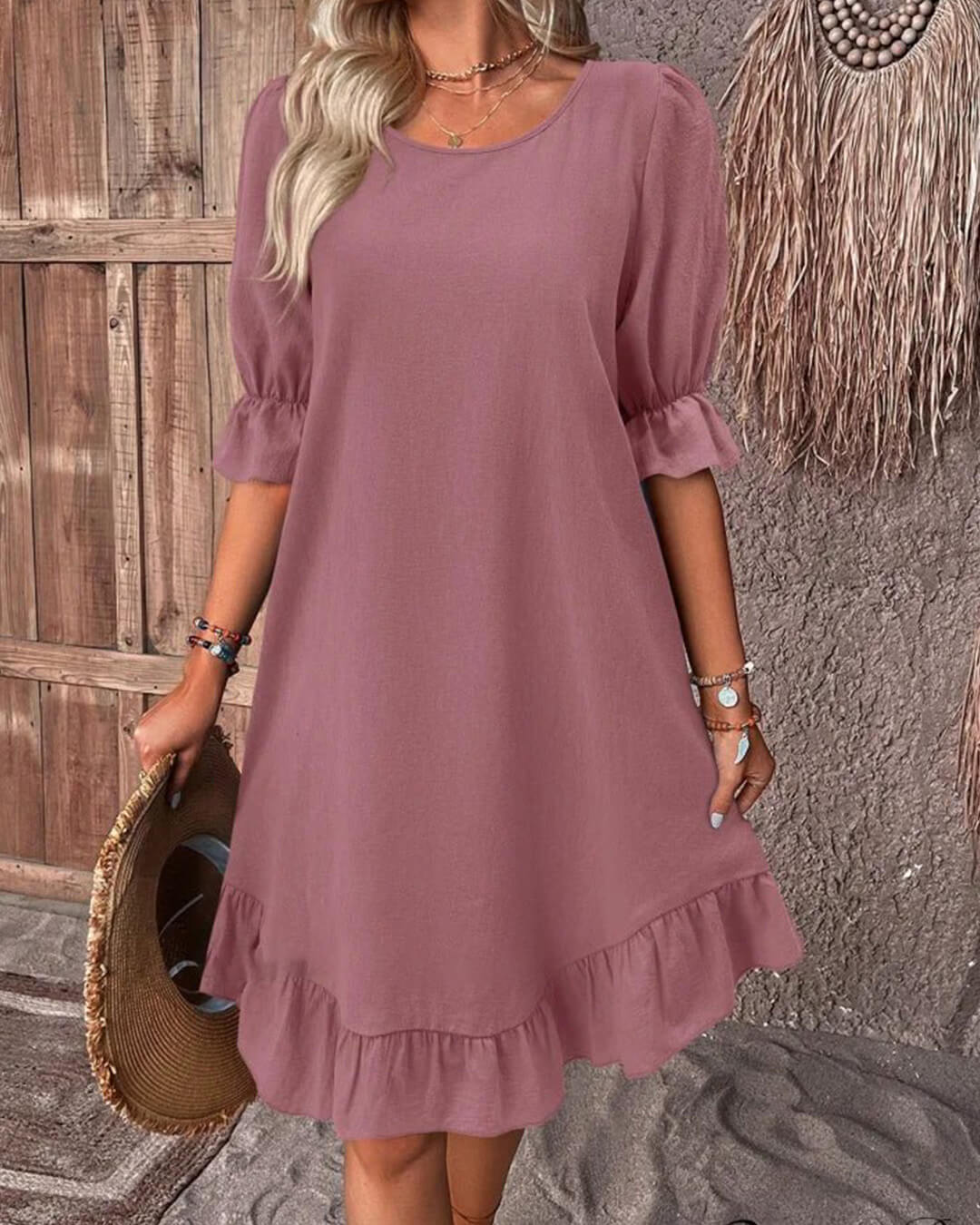 Celeste Ruffle Hem Smock Dress