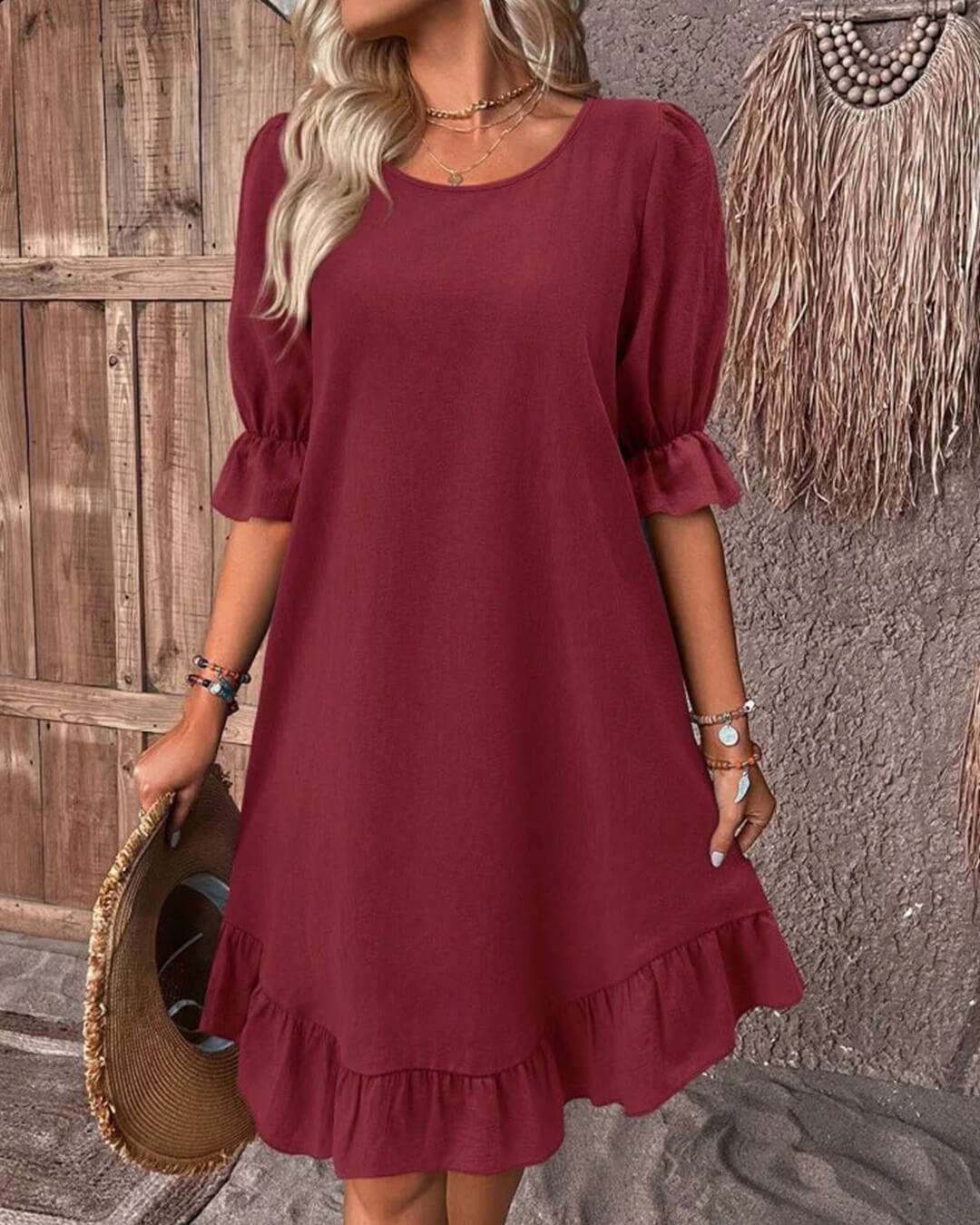 Celeste Ruffle Hem Smock Dress