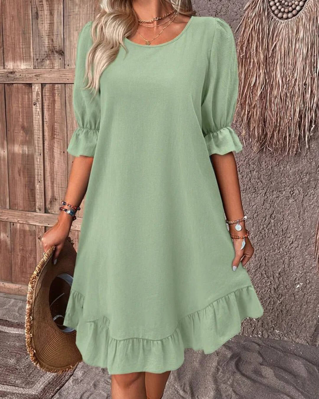 Celeste Ruffle Hem Smock Dress