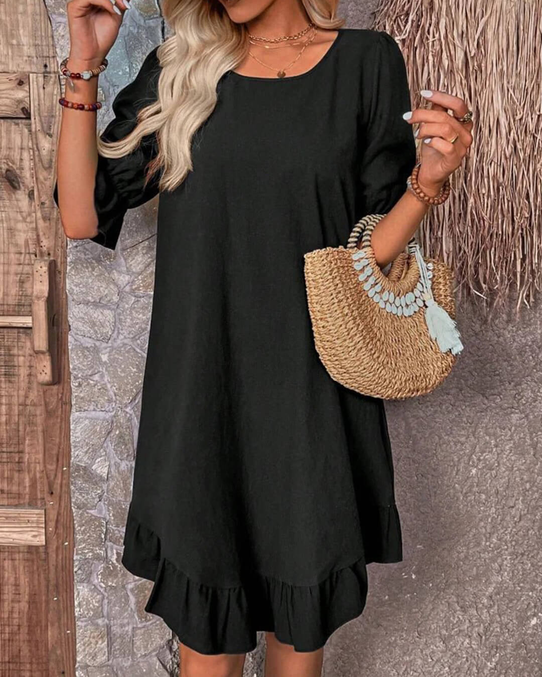 Celeste Ruffle Hem Smock Dress