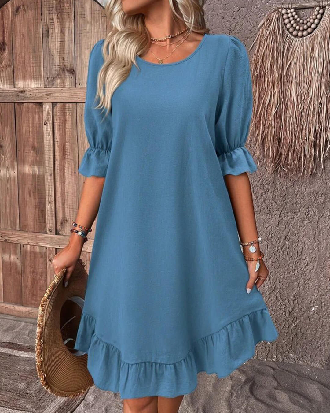 Celeste Ruffle Hem Smock Dress