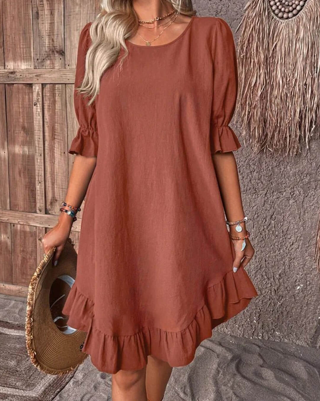Celeste Ruffle Hem Smock Dress