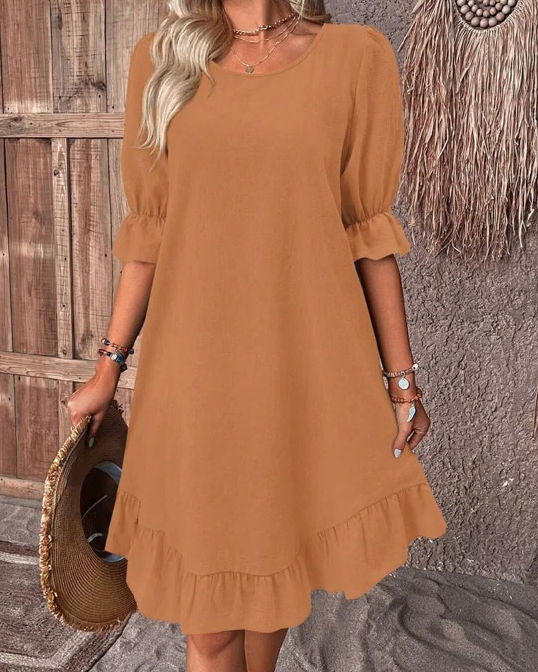 Celeste Ruffle Hem Smock Dress