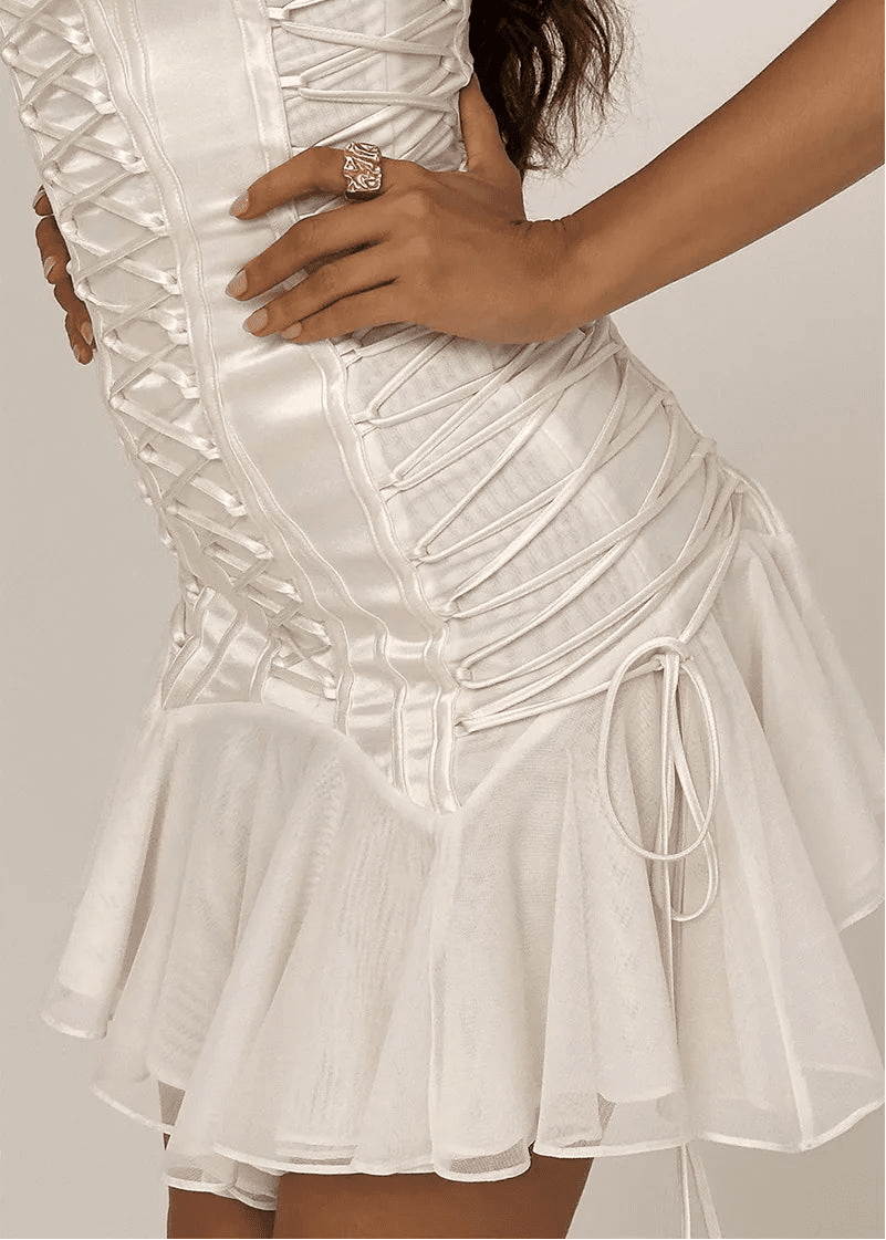 Celeste Strapless Lace-Up Mermaid Mini Dress