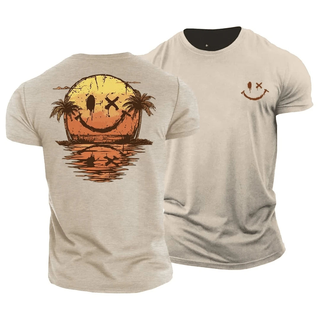 Coastal Vibes | Men's T-Shirt with Sunset Graphic | Relaxed Fit for Summer Comfort