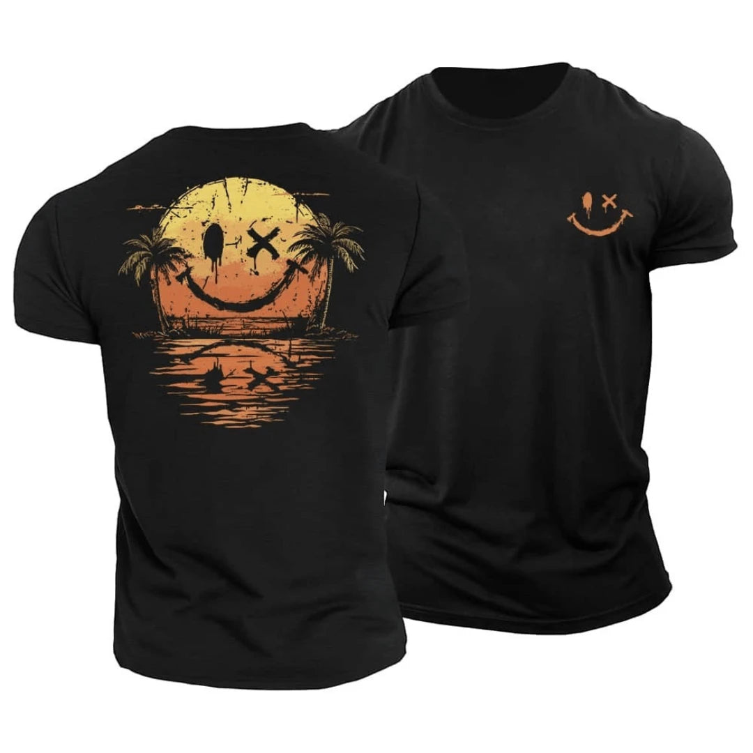 Coastal Vibes | Men's T-Shirt with Sunset Graphic | Relaxed Fit for Summer Comfort