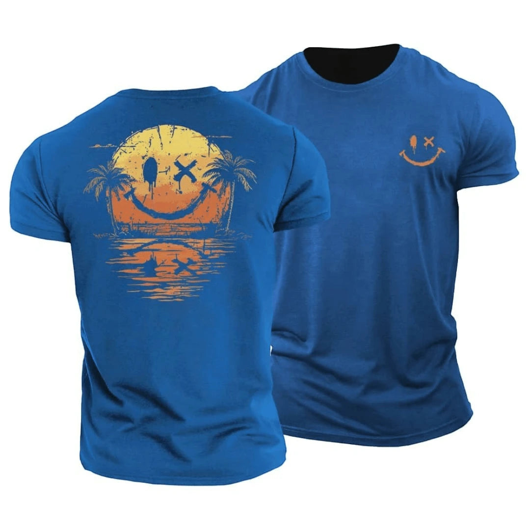 Coastal Vibes | Men's T-Shirt with Sunset Graphic | Relaxed Fit for Summer Comfort