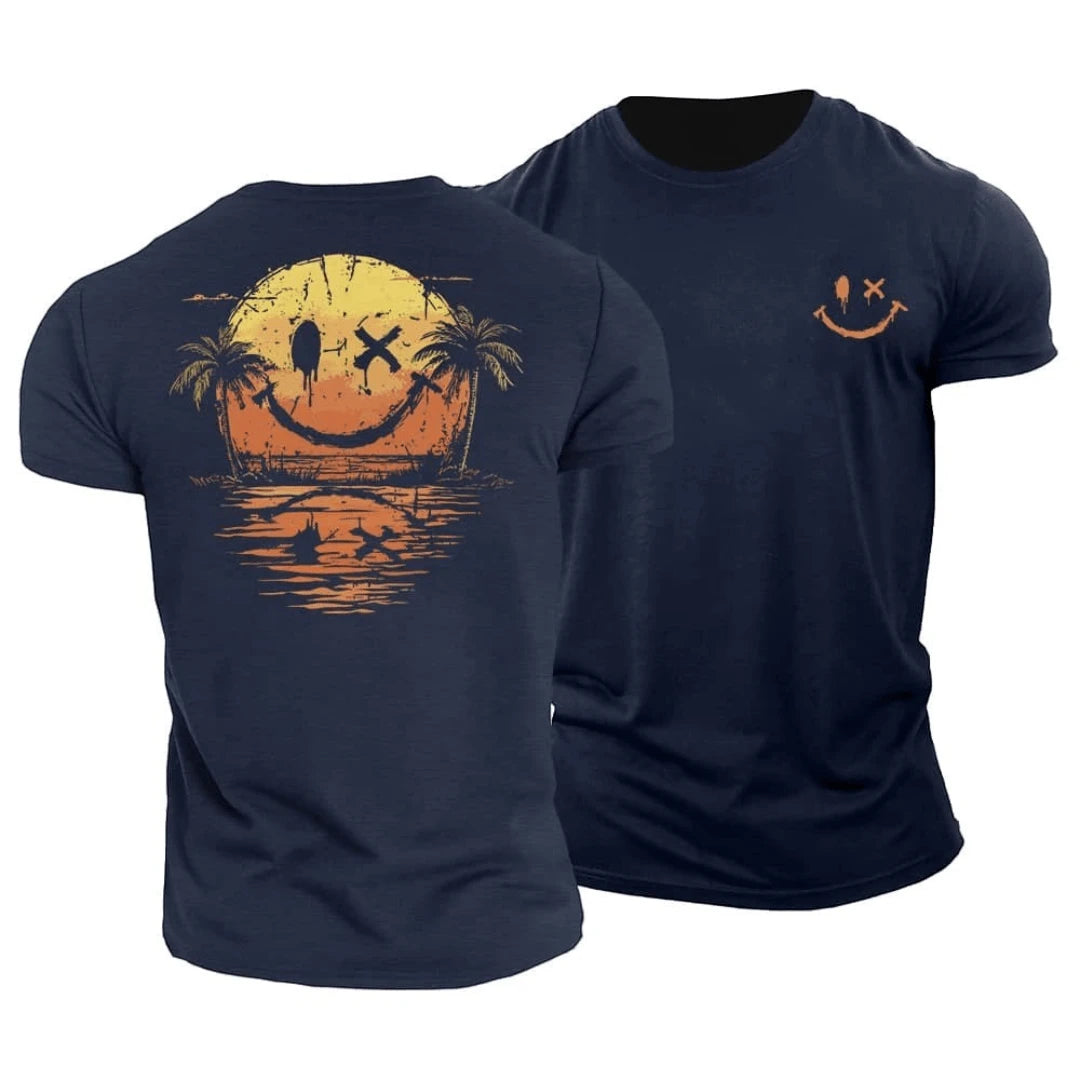 Coastal Vibes | Men's T-Shirt with Sunset Graphic | Relaxed Fit for Summer Comfort
