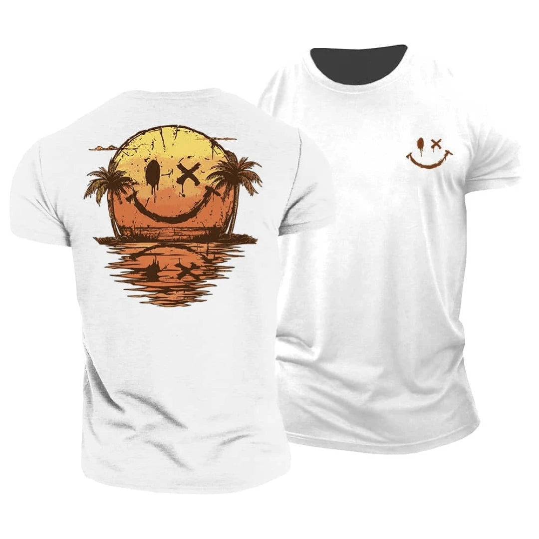 Coastal Vibes | Men's T-Shirt with Sunset Graphic | Relaxed Fit for Summer Comfort
