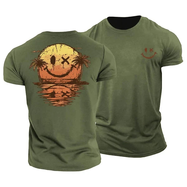 Coastal Vibes | Men's T-Shirt with Sunset Graphic | Relaxed Fit for Summer Comfort
