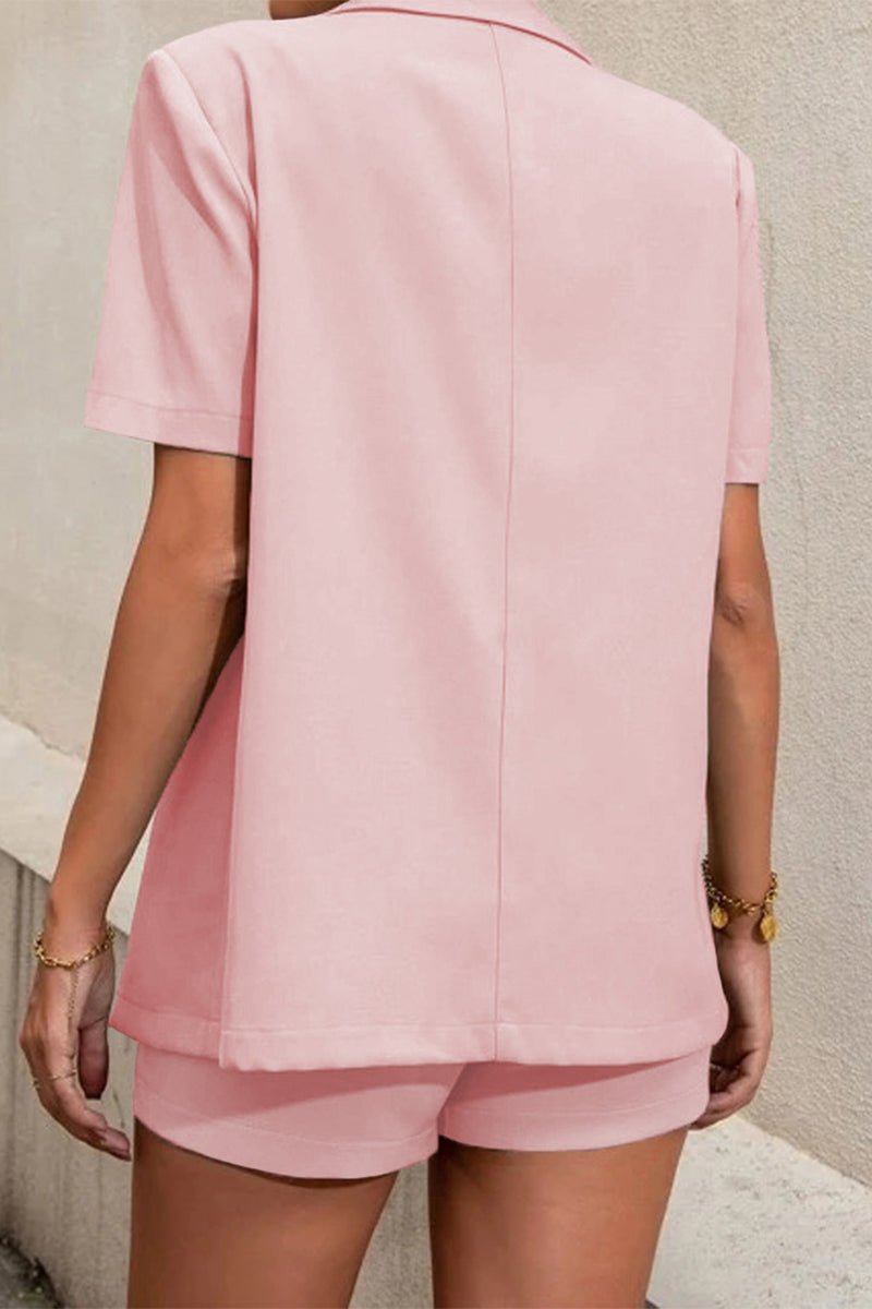 Elena Two-Piece Collared Short Sleeve Set