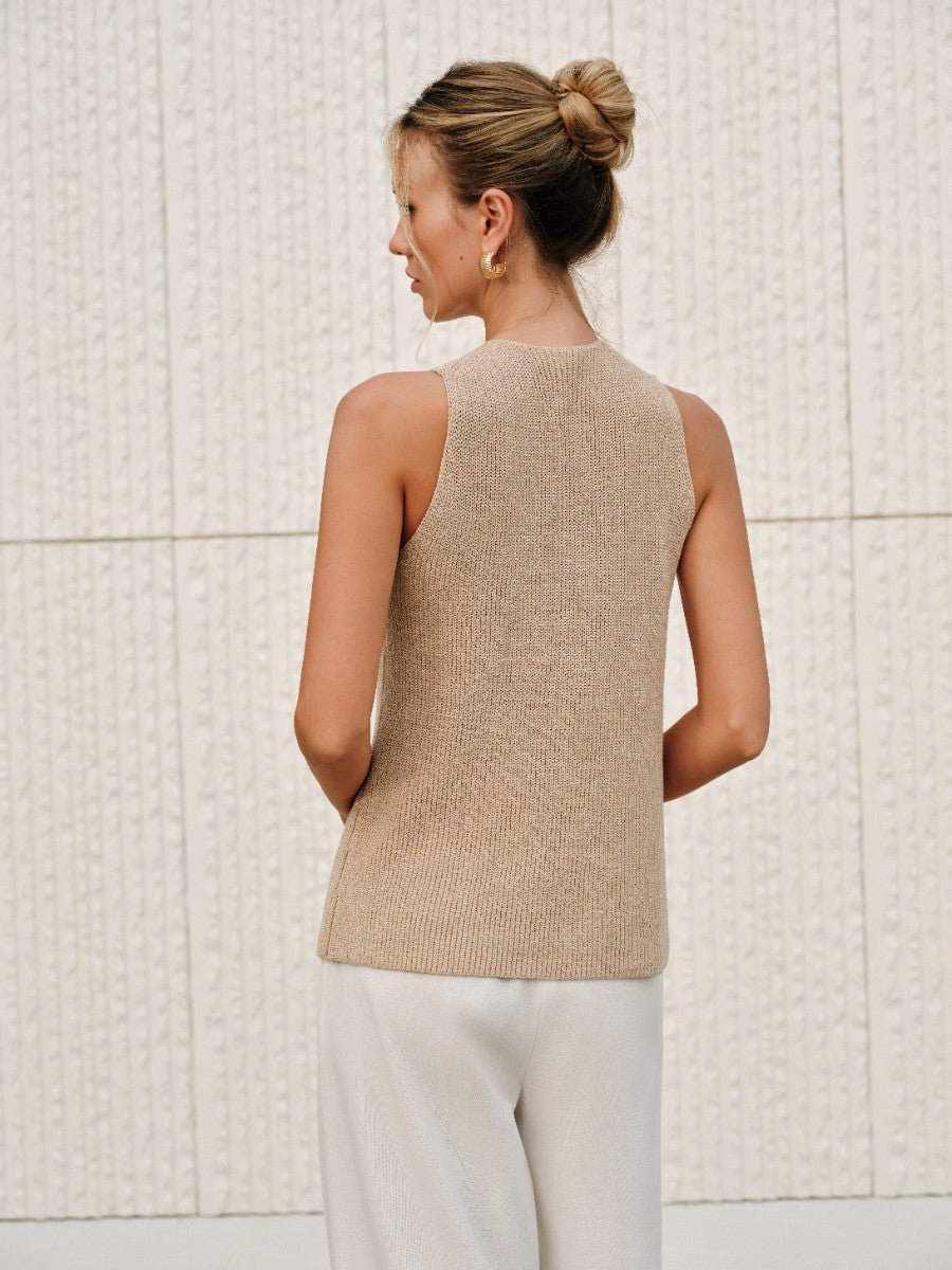 Ginny Halter Cross-Over Collar Tank Top