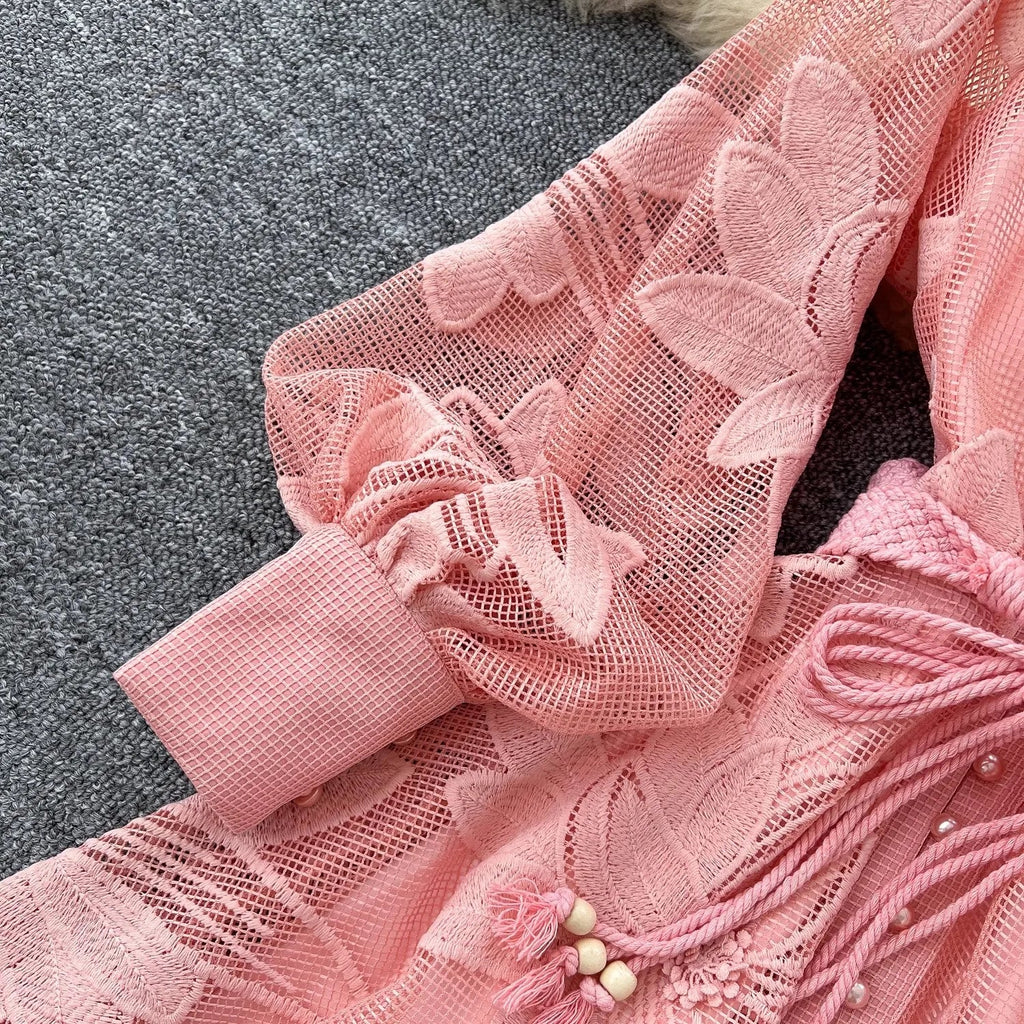 Hedy Embroidered Lace Belted Dress
