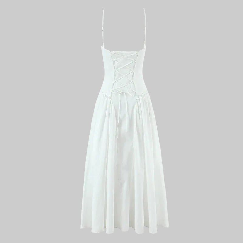 Luciana Bodice Spaghetti Strap Midi Dress