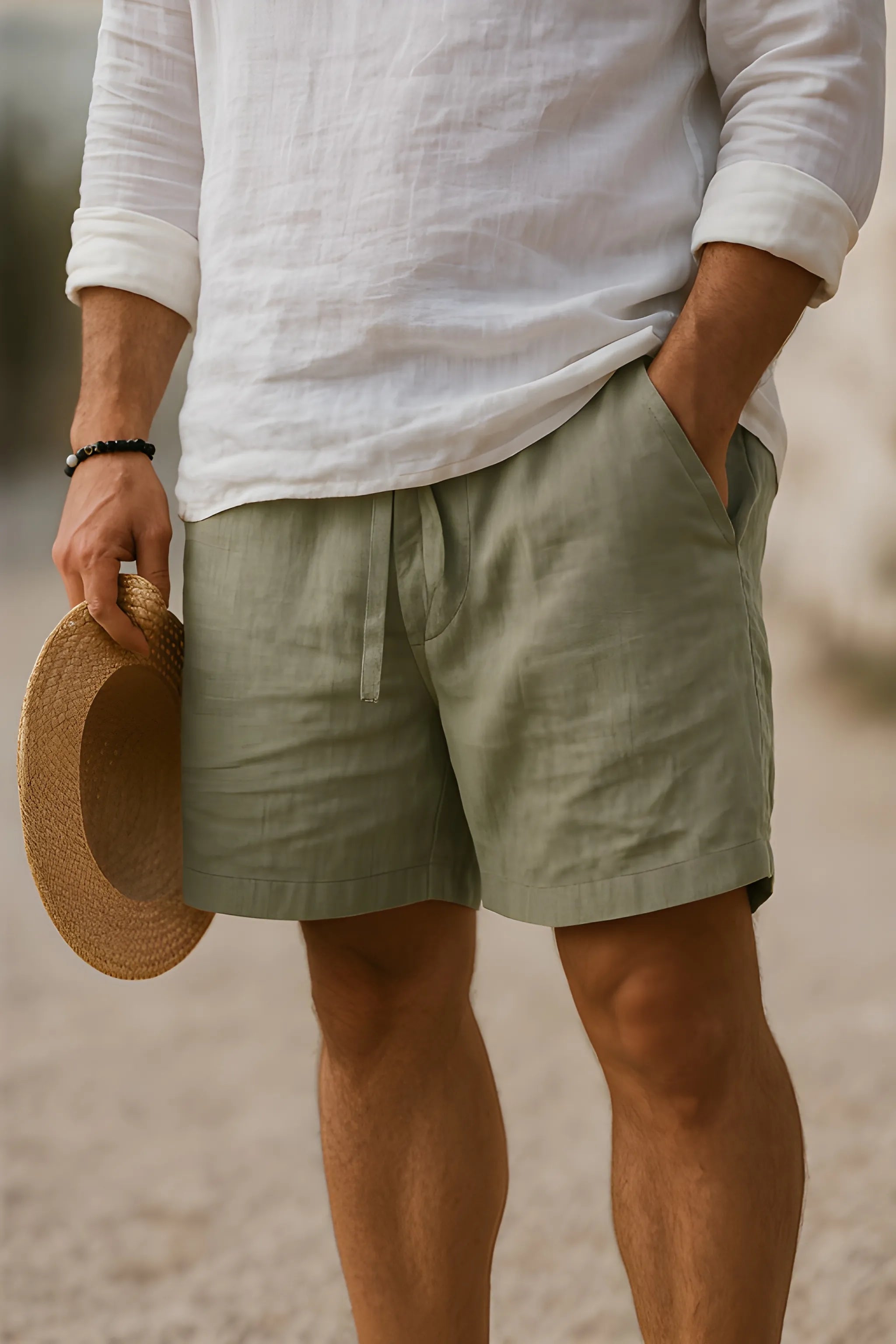 Men's Bermuda Shorts with Adjustable Drawstring Waistband | Breathable Fabric for Comfort and Style