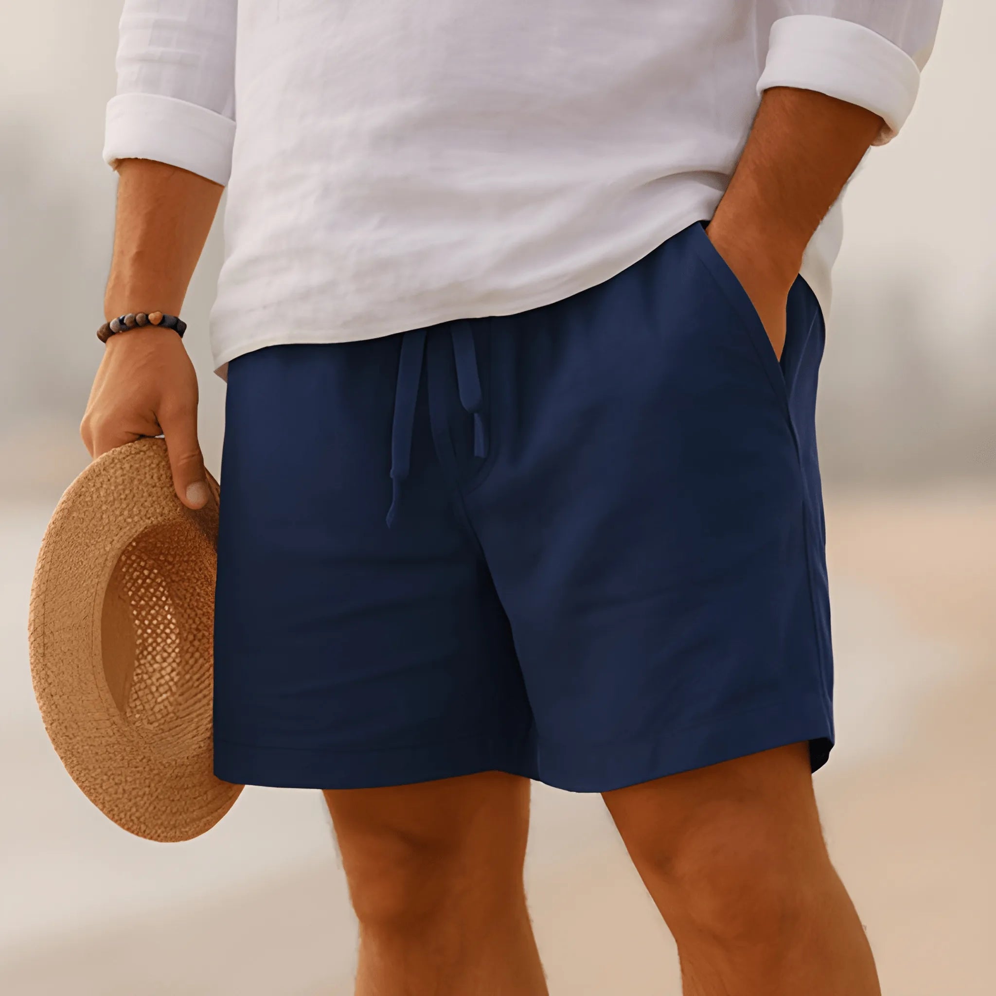 Men's Bermuda Shorts with Adjustable Drawstring Waistband | Breathable Fabric for Comfort and Style
