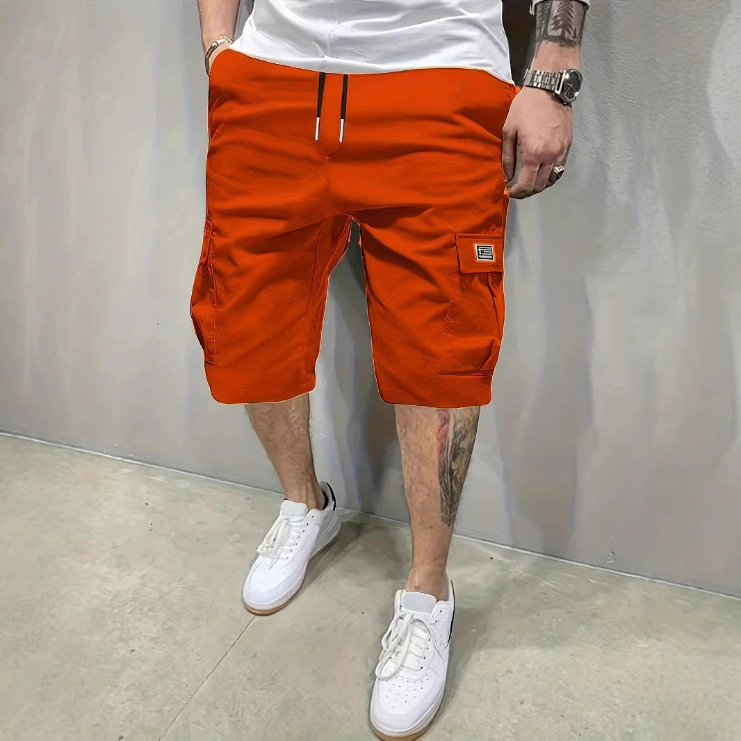 Men's Cargo Shorts | Long-Length Design with Adjustable Drawstring | Versatile Outdoor Shorts for Comfort and Utility