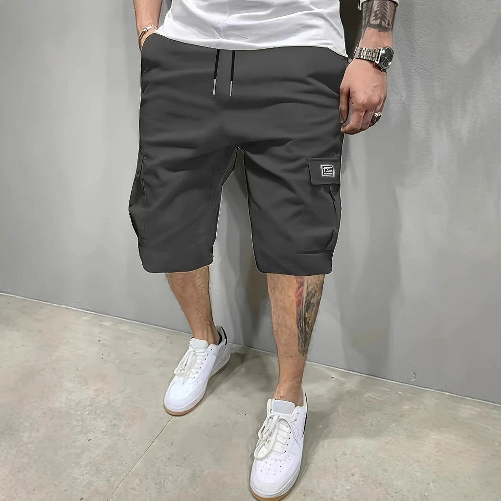 Men's Cargo Shorts | Long-Length Design with Adjustable Drawstring | Versatile Outdoor Shorts for Comfort and Utility