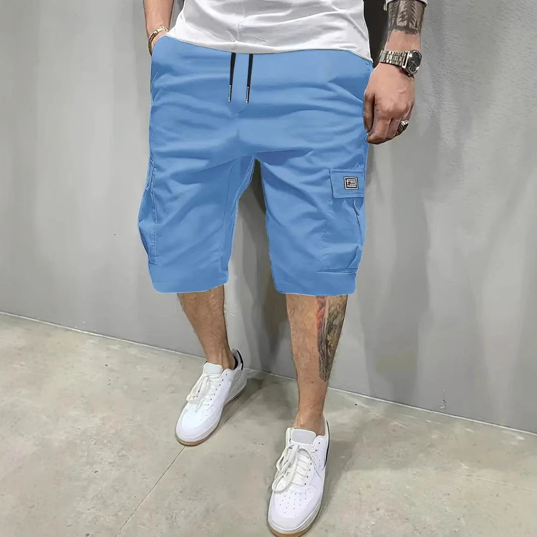 Men's Cargo Shorts | Long-Length Design with Adjustable Drawstring | Versatile Outdoor Shorts for Comfort and Utility