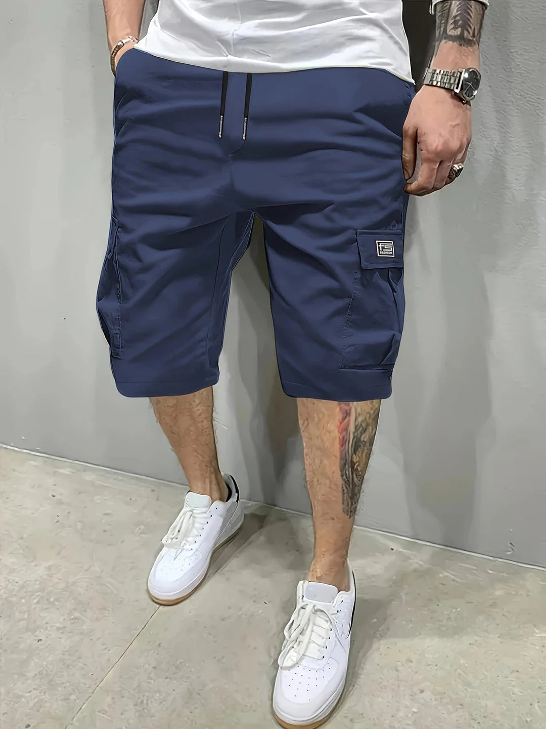 Men's Cargo Shorts | Long-Length Design with Adjustable Drawstring | Versatile Outdoor Shorts for Comfort and Utility