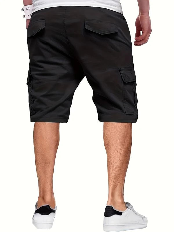 Men's Cargo Shorts | Long-Length Design with Adjustable Drawstring | Versatile Outdoor Shorts for Comfort and Utility