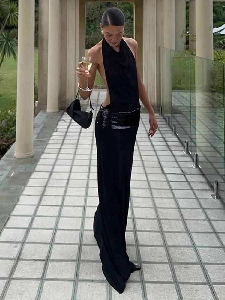Miranda Halter Draped Maxi Dress