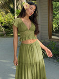 Morrigan Lace Chiffon Top & Skirt Set