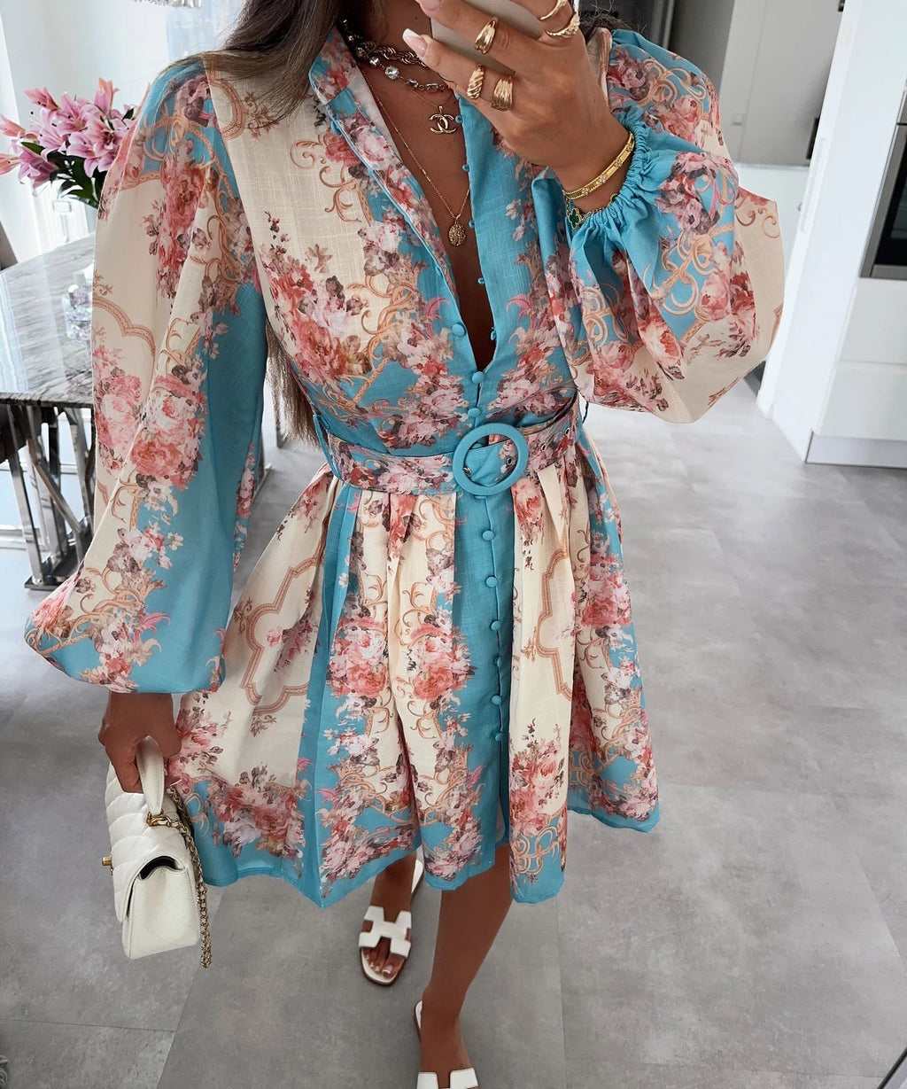 Petunia Belted Floral Midi Dress